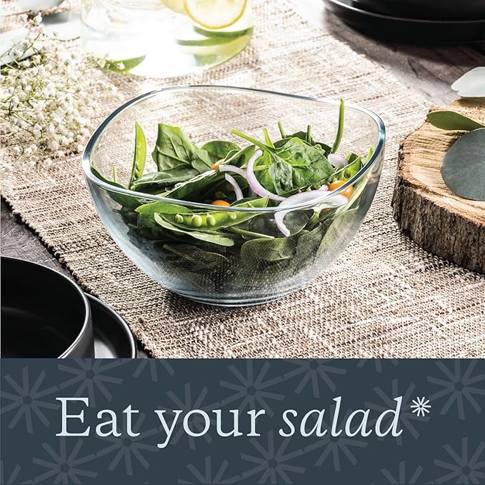 Serving Bowls, 63.5 Ounce Large Salad Bowls for Parties and Every Day, Beautiful Wavy Designed Serving Bowl for Entertaining, Elegant Big Bowl For Salads, Pasta, Fruit, Microwave and Dishwasher Safe