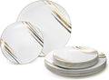 " OCCASIONS " 240 Plates Pack,(120 Guests) Premium Wedding Party Disposable Plastic Plates Set -120 x 10.25'' Dinner + 120 x 7.5'' Salad/Dessert (Dali, White & Gold)