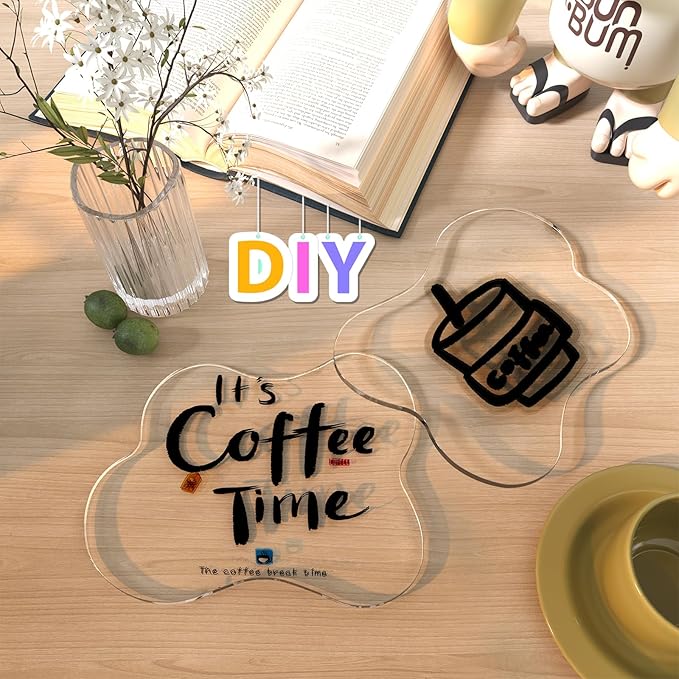 2 PCS Acrylic Coasters, Aesthetic Drink Coaster for Coffee Table, Clear Heat-Resistant Decorative Plates for Home Office Desk, Scratch-Proof Cup Protector for Kitchen Bar (Irregular Cloud Shaped 2Pcs)