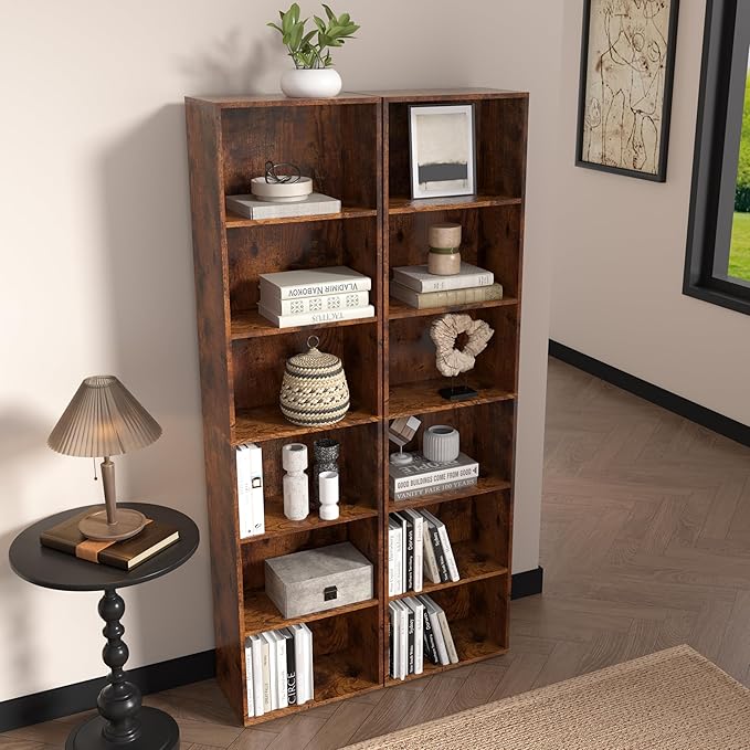 Wooden 6 Cube Storage Organizer, Vintage Brown 6 Cube Storage Shelf, 6 Tier Closet Organizers Storage Cubes Display Cubby, Versatile Cubes Open Bookshelf and Cubby Organizer for Any Space