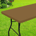 Smiry Rectangle Picnic Table Cloth, Waterproof Elastic Fitted Tablecloths for 8 Foot Tables, Washable Polyester Table Cover for Camping, Indoor and Outdoor (Brown, 30"x96")
