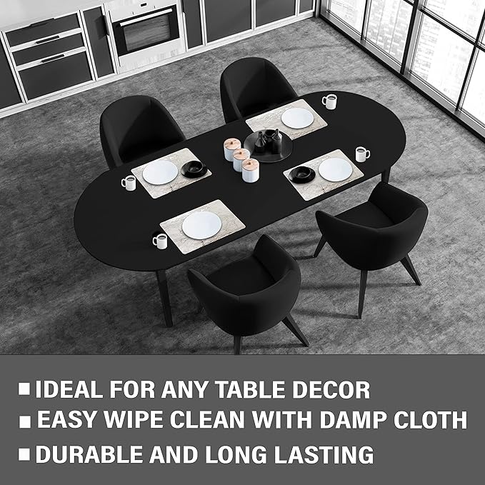 Dainty Home Foiled Granite Thick Cork Heat Resistant Dining Table Placemats Set of 2, 12" x 18" Rectangle, Marbled Silver, 2 Count - 2MC1218SI
