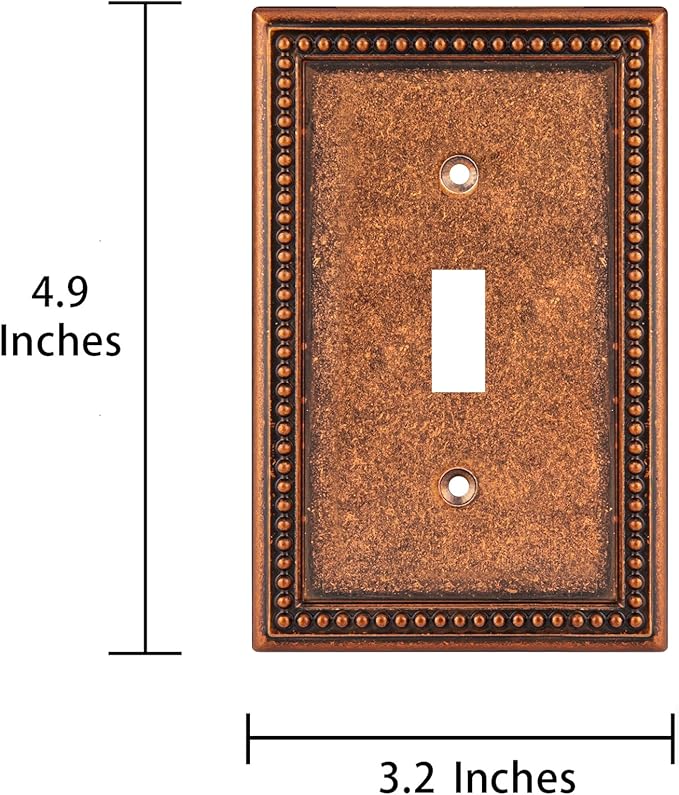 Henne Bery Raised Pearls Decorative Wall Plate Switch Plate Outlet Cover (Single Toggle 3PK, Sponged Copper)
