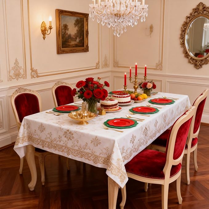 COLOSUS 100pcs Red and Green Plastic Plates, Red and Green Christmas Plastic Plates, Heavy Duty 25 Green/Red Dinner plate 10.5” and 25 Red/Green Salad/Dessert Plate 8.25” suite for Festival