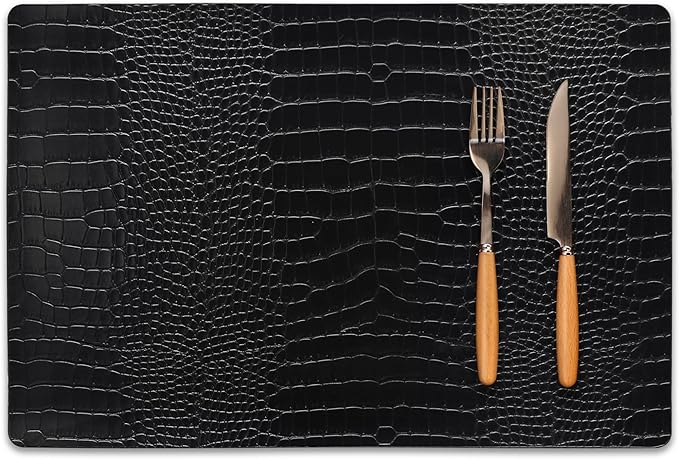Set of 4 Faux Leather Placemats, PU Table Mats, Waterproof, Stain Resistant, Heat Resistant, Easy to Clean for Kitchen Dining Table,Conference Table