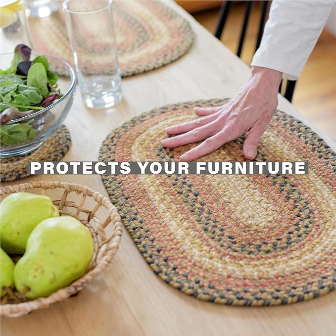 Homespice Russet Jute Braided Long Table Runner, Warm Country Decor, Multicolor Rectangle 11x36 - Rich Colors, Easy to Clean, Durable and Protects Furniture