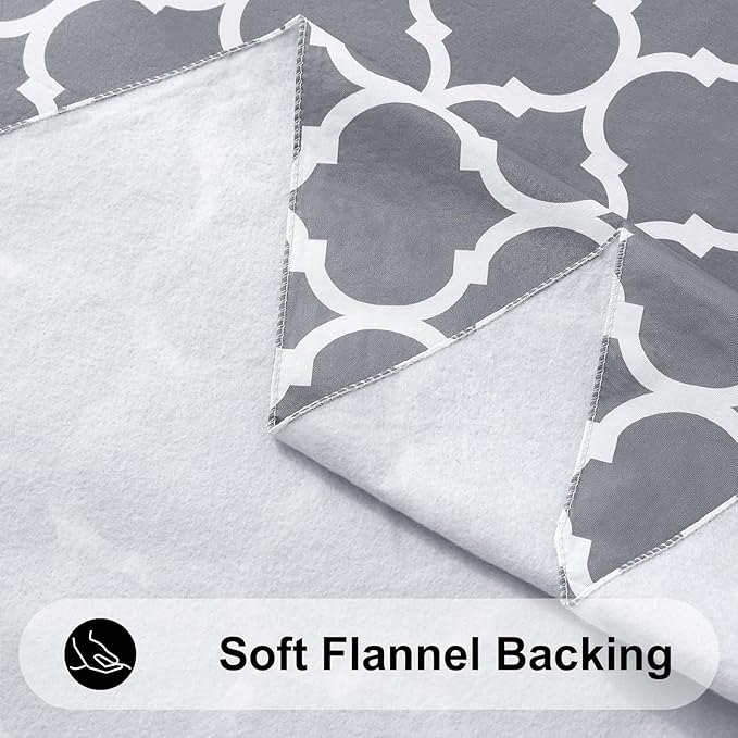 Smiry Rectangle Table Cloth, Wipeable Spillproof Plastic Tablecloths for Dining, Waterproof Vinyl Tablecloth with Flannel Backing for Rectangle Tables, Camping, Outdoor and Indoor (70"x120", Grey)