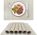 DACHUI Placemats Set of 4, Linen Look Woven Place Mats, Water Resistant, Heat Resistant, Washable, Durable Table Mats (Beige White)
