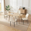 55.1" Modern Dining Table Set for 4, Scratch-Resistant Wood Table with 4 Black Leather Chairs, Stylish & Durable Dining Room Furniture, Space-Saving Kitchen Table Set for Family & Apartment