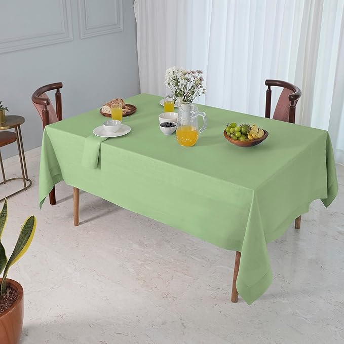 D'Moksha Homes Linen Tablecloth 60 x 90 Inch - 100% Pure Linen Sage Green Tablecloth for Rectangle Tables - Machine Washable Table Cloth for Spring, St Patricks Day, Easter