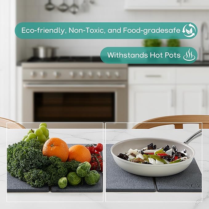 Stone Drying Mat For Kitchen Counter, Diatomaceous Stone Dish Drying Mat For Kitchen - Quick Drying Dish Mat - Water Absorbing Stone Tray, Foldable, Eco-Friendly, Gray Color (23.5 x 15.4")