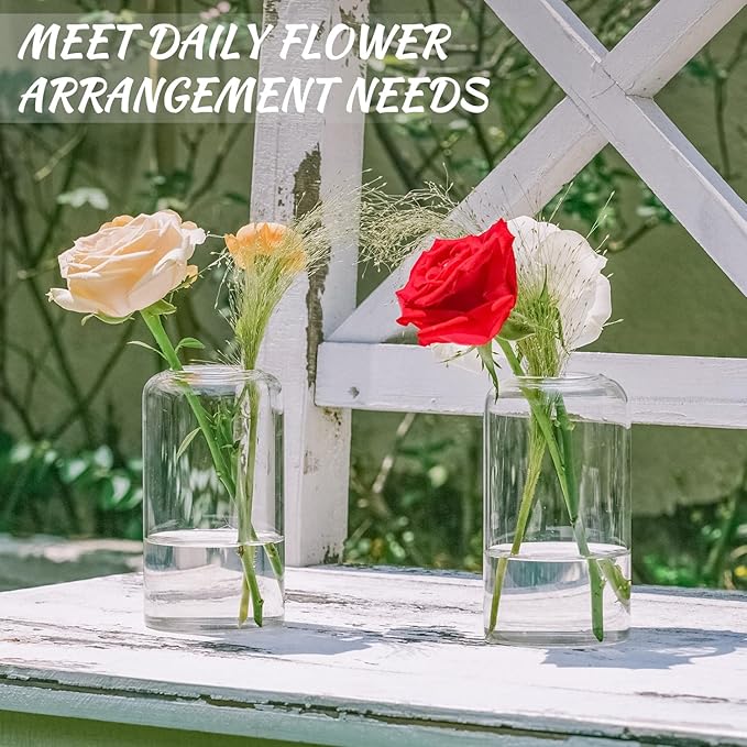 12pcs Glass Bud Vases - 5 Inch Tall Clear Flower Vases for Centerpieces, Glass Vase Modern Bud Vase for Wedding Party Dining Table Centerpieces, Living Room Decorative, Home Decor