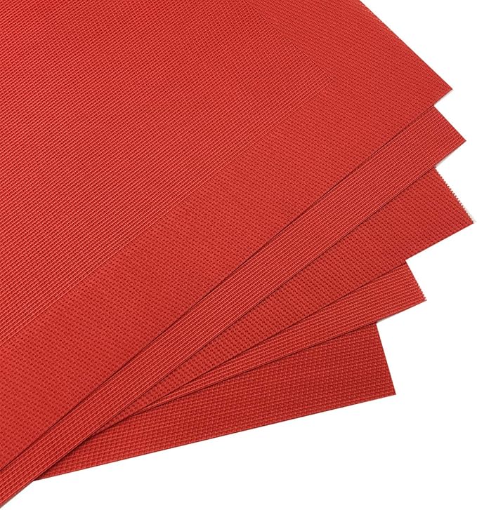 Gugrida Vinyl Red Placemats Heat Resistant Dining Table Mats Non-Slip Washable Place Mats Set of 6 （Red）