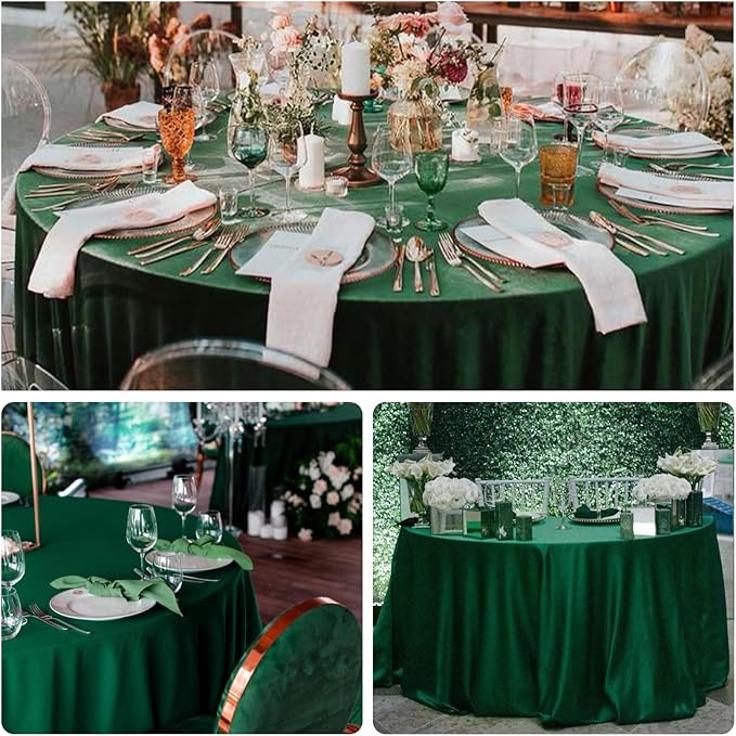 8 Pack Round Tablecloth 90 Inch Hunter Green Table Cloth for Round Tables, Washable Polyester Dark Green Table Cloth Stain and Wrinkle Resistant Decorative Table Cover for Wedding Party Dining Banquet