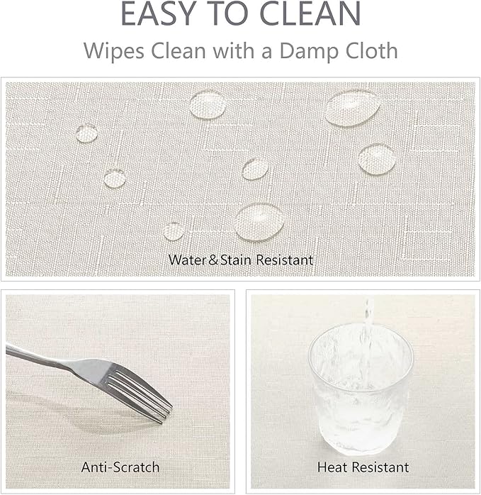 Rectangle Tablecloth 60x120 inch Linen Textured Waterproof Table Cloth Stain and Wrinkle Resistant Washable, Decorative Fabric Table Cover for Outdoor and Indoor Use, Ivory