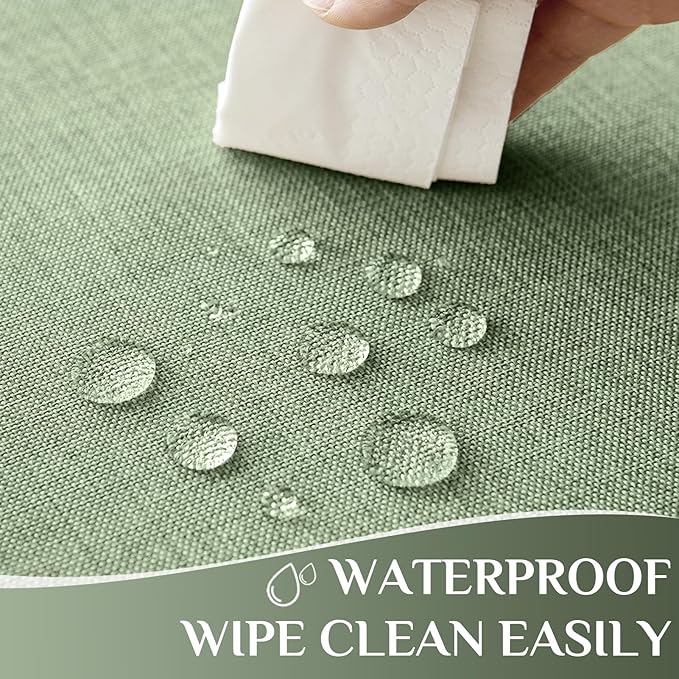 Softalker Sage Green Outdoor Tablecloth 84x60 Inch Rectangle Spring Table cloths Linen Textured Stain and Wrinkle Resistant Decorative Dining Table Cover for Easter Summer, Tea Party, Birthday, Coffee