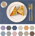 Faux Leather Placemats Set of 6 Washable PU Table mats for Kitchen Table - Heat Resistant, Waterproof, Easy Clean, Anti Slip 11.8" x 17" (Dark Blue-6 Pack)