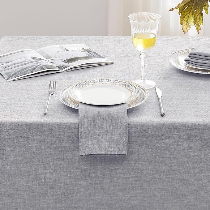 Softalker Extra Lang Table cloth for 6/8 foot rectangle table 60x120 inch Faux Linen Tablecloth Outdoor Waterproof Stain and Wrinkle Resistant Table Cover for Spring Easter Party Picnic Decor Tabletop