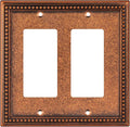 Henne Bery Raised Pearls Decorative Wall Plate Switch Plate Outlet Cover (Double Decorator, Sponged Copper)
