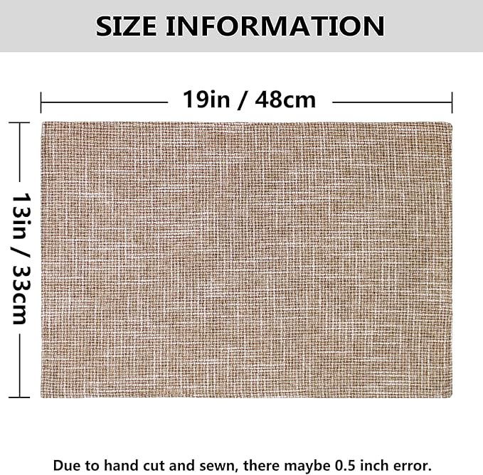 Kevin Textile Set of 4 Placemats Heat Resistant Dining Table Place Mats Kitchen Table Mats, 13"x19", Natural Linen