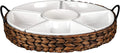 Serving Tray and Serving Dishes, RANDEFURN 7-Set Gold Platters for Parties,15.5 x 15.5 inches, Divided Serving Trays & Platters, Portable Handle,Gold
