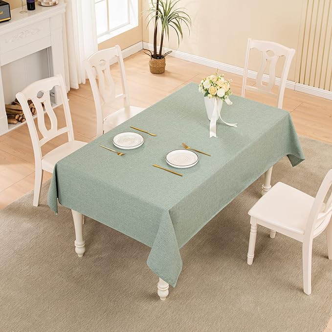 BALCONY & FALCON Square Tablecloth - Small Waterproof Table Cloth, Wrinkle Resistant Table Cover Linen Fabric Tablecloths for Dining Kitchen Wedding and Outdoor Decoration (Celadon Green, 55"x55")