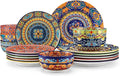vancasso 18-Piece Dinnerware Sets,Ceramic Plates and Bowls Sets Service for 6, Bohemian Style Porcelain Dishes Set for 6, Microwave and Dishwasher Safe, Scratch Resistant,Non Toxic, Series KRVI