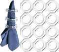 CLEENTABLE Acrylic Napkin Rings Set of 12 - Octagon Transparent Design for Christmas, Thanksgiving, Holiday Table Decor - Durable Crystal Napkin Holders for Dinner Parties & Everyday Use (Opaque)