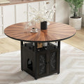 VFK 47" Round Dining Table Set for 4-6 People, Solid Wood & Metal Table with Storage Shelf, Walnut Kitchen & Dining Room Furniture (Cat Table)