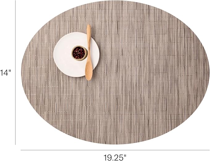 Chilewich Bamboo Placemats Set of 4 - Woven Oval Placemats - Reusable, Stain-Resistant, Indoor/Outdoor Tabletop Protection - 19" x 14" - Dune