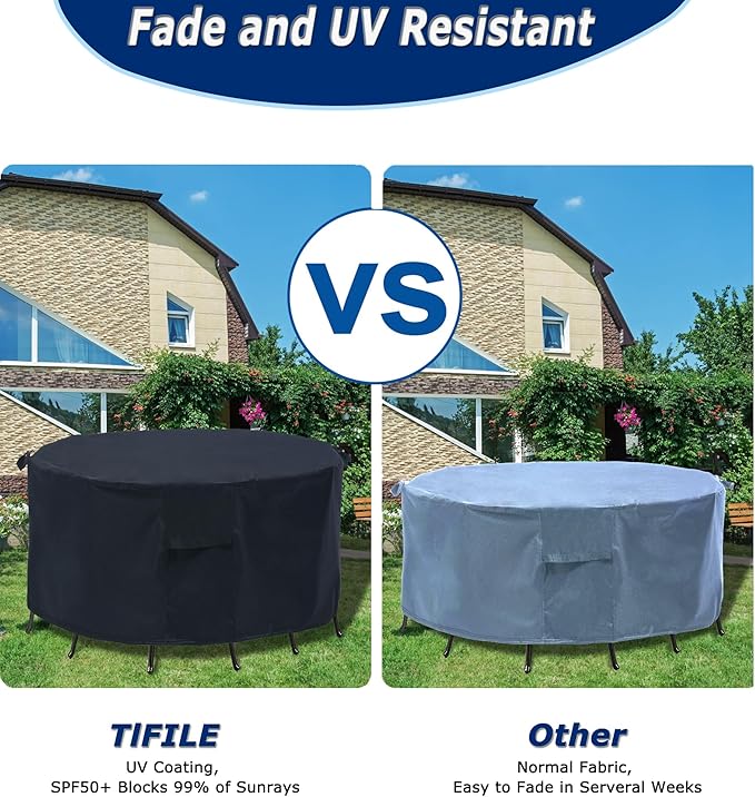 Round Patio Furniture Covers - 96" Dia Waterproof Table & Fire Pit Cover - Anti-Fading for Outdoor Dining Set