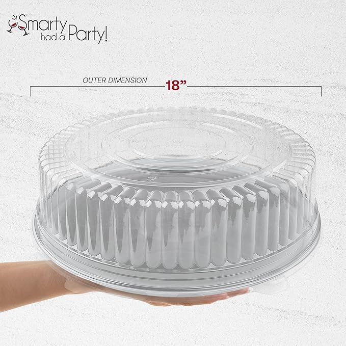 Smarty Had A Party 18 Inch Clear Round Plastic Tray Lids – Stackable Plastic Dome Lids for Catering Trays with Lids, Party Platters & Food Displays – BPA-Free Disposable Dome Covers – 25-Pack