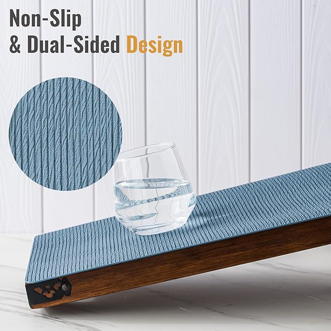 Jovono Faux Leather Placemats Set of 8, Waterproof Washable Table Mats, Easy-Clean Heat Resistant Kitchen Vinyl Place Mat for Dining Table, Restaurant, Indoor, 17.8"x11.8", Light Blue