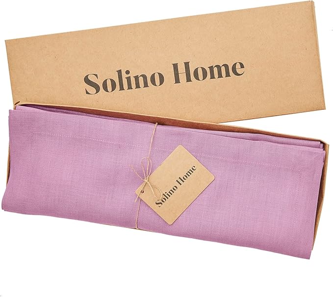 Solino Home Linen Violet Placemats Set of 4-100% Pure Linen Placemats 14 x 19 Inch for Spring, Easter, Valentines - Fete