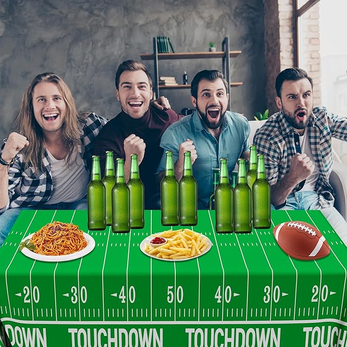QZYL Football Party Supplies - 3PCS Touchdown Tablecloths, Disposable Tablecloths, Plastic Table Cover, Touchdown Theme Table Runner for Game Day, Birthday Party Decorations