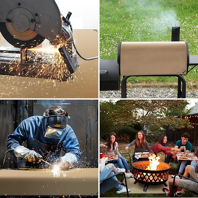 Heavy Duty Fiberglass Welding Blanket, Heat Resistant Blanket with Brass Grommets, Multi-Purpose Welding Mat for Professional and Heavy-duty Welding, Cutting, and Other Uses(8x12 ft)