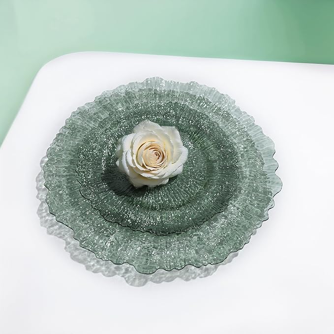 U-QE 60PCS Clear Green Plastic Plates - Green Plates Disposable Heavy Duty - Disposable Plastic Plate for Party, Weddings and Formal Occasions Including 30 Dinner Plate 10" & 30 Appetizer 7"