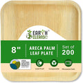 Compostable 8 Inch Palm Leaf Square Plates (200 Count) Like Bamboo Disposable Plates | Biodegradable | Eco-Friendly, Microwave & Oven Safe | USDA Certified 100% Biobased