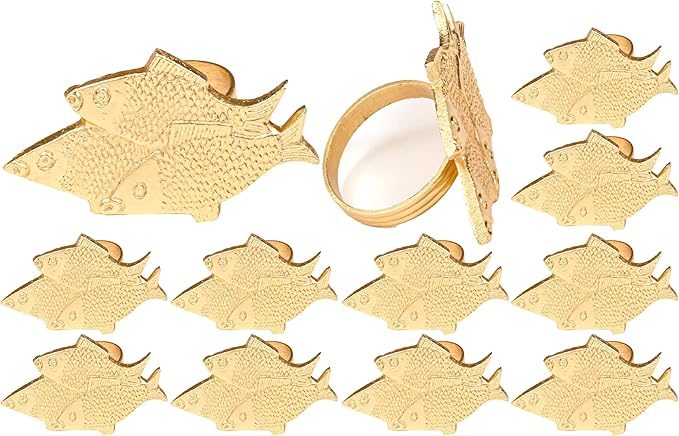 ALPHA Living HOME Decorative Napkin Rings - 12 Pcs Elegant Metal Table Accents for Christmas, Holiday Table Decor, Weddings, Parties & Family Dinners, Gift (Gold)