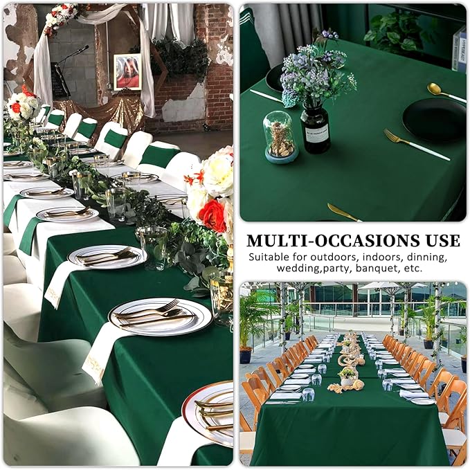 8 Pack Dark Green Tablecloth 60 x 102 Inch Rectangular Table Cloth for 6 Foot Rectangle Tables, Hunter Green Wrinkle Resistant Washable Polyester Fabric for Buffet Wedding Party Banquet