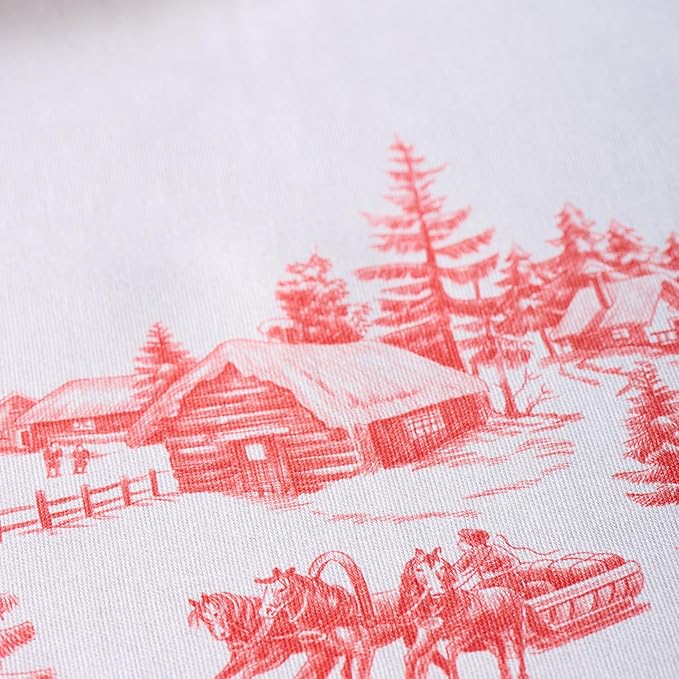 Maison d' Hermine Table Cloth Rectangle Table 100% Cotton 70 x 108 Inches Fall Tablecloth Reusable Everyday Use for Thanksgiving Christmas Decorations Dining Farmhouse Party (Winter Jouy)