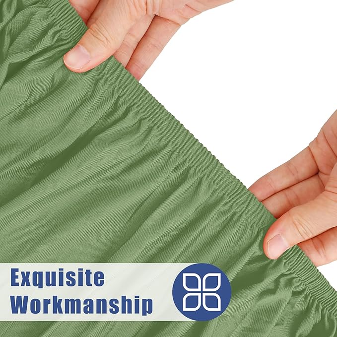 Round Spandex Tablecloth, Elastic Fitted Waterproof Tablecloths for 42"-50" Tables, Stretch Washable Picnic Table Cover for Camping, Dining, Indoor and Outdoor, Sage Green