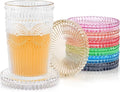 Vintage Glass Coasters, GOH DODD Set of 8 Crystal Coasters Tabletop Protection for Drinks, Home Decor, Kitchen, Living Room, Patio, Wedding, Party, Housewarming Gifts, Mixed Colors