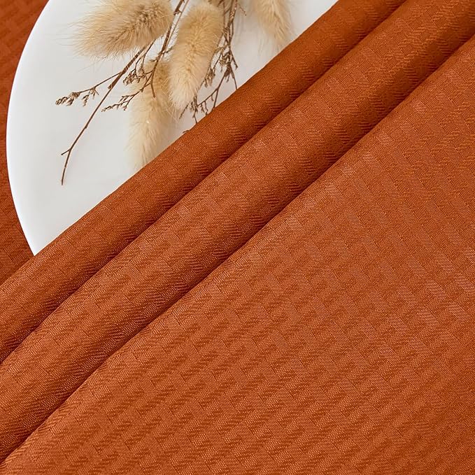 maxmill Weaved Texture Rectangle Tablecloth Water Resistant Wrinkle Free Spill-Proof, Soft Fall Table Cloth for Thanksgiving Parties Harvest Holiday Dinner, Halloween Decoration, 52 x 84 Inch Rust