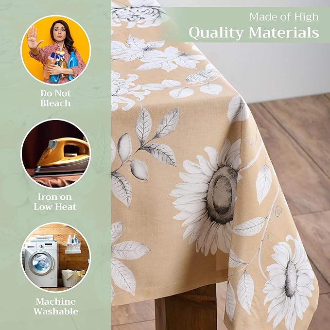 Maison d' Hermine Table Cloth Rectangle Table 100% Cotton 54 x 72 Inches Fall Tablecloth Reusable Everyday Use for Thanksgiving Christmas Decorations Dining Farmhouse Party (Pretty Autumn)