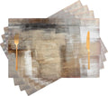 Beige and Gray Placemats Set of 4 Abstract Art Place Mats Indoor Modern Table Placemats Washable Wipeable Waterproof Heat Resistant Kitchen Place Mats for Dining Tables, 18 X 12 Inch