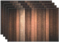 Emvency Farmhouse Placemats Set of 4, Vintage Brown Rust Tan Striped Art Painting 12x18 Inch Bronze Copper Peach Table Mats for Outdoor Home Party Kitchen Dining Decoration