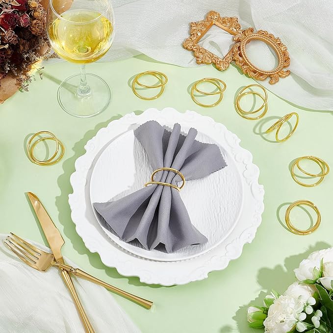 Peacoblue 40Pcs Gold Spiral Napkin Rings Holders with 1Pcs Box, Modern Stainless Steel Napkin Ring Holders for Table Decor Settings, Vintage Napkin Ring for Wedding Christmas Thanksgiving Day Party