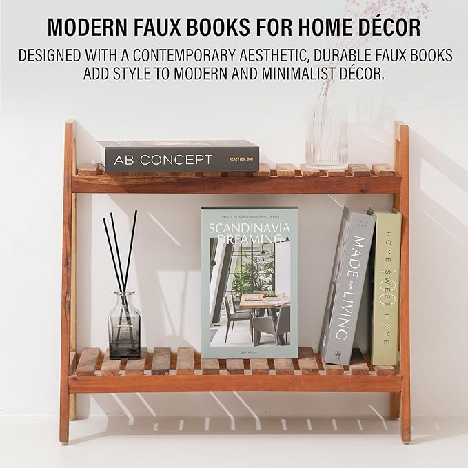 Olive Large | 4 PCS Faux Decorative Books for Home Decor | Not Real Books (Cardboard Boxes) | Coffee Table, Shelf Styling & Modern Aesthetic Accent Pieces for Living Room, Office