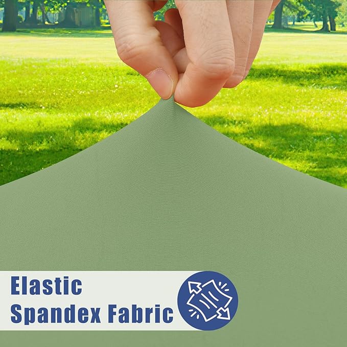 Round Spandex Tablecloth, Elastic Fitted Waterproof Tablecloths for 57"-68" Tables, Stretch Washable Picnic Table Cover for Camping, Dining, Indoor and Outdoor, Sage Green